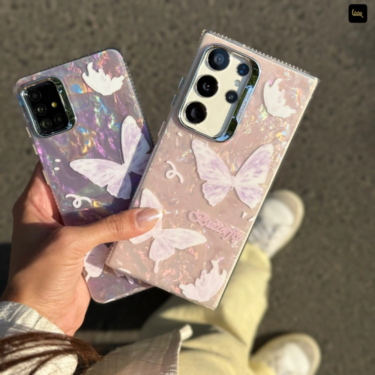قاب گوشی پروانه ای یخی صورتی آیفون(همراه بند) - سامسونگ - شیائومی(Icy Butterfly Pinky) (LP520)