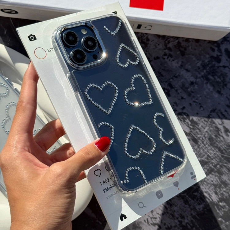 قاب گوشی شفاف قلب نگین دار (Heart Diamond Clear) (LP544)