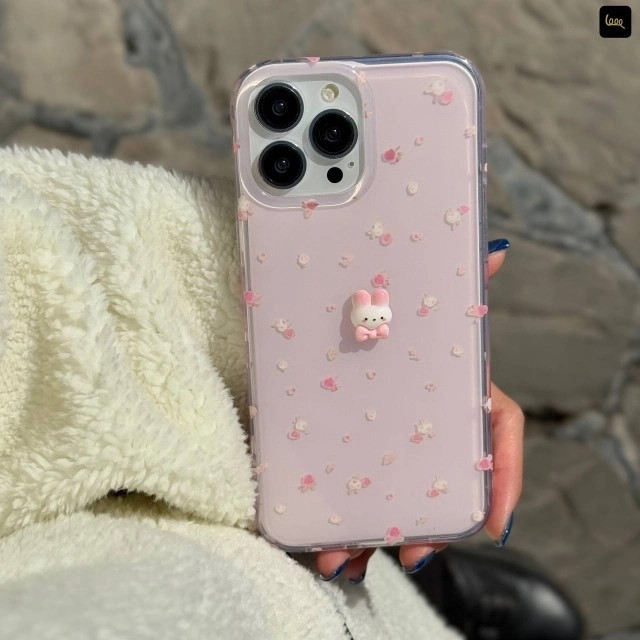 قاب گوشی گلدار خرگوشی کیوت(IMD Floral Rab Pink) (LP583)