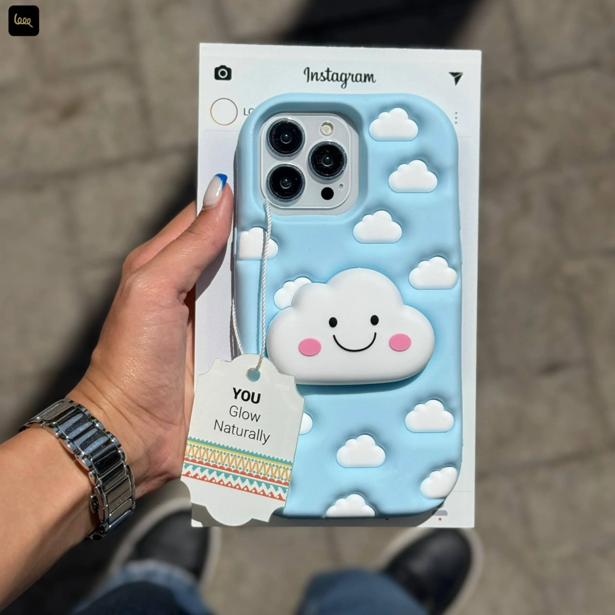 قاب گوشی آیفون ابر عروسکی پاپ‌سوکت‌دار مدل Doll case Cloud (LP588)