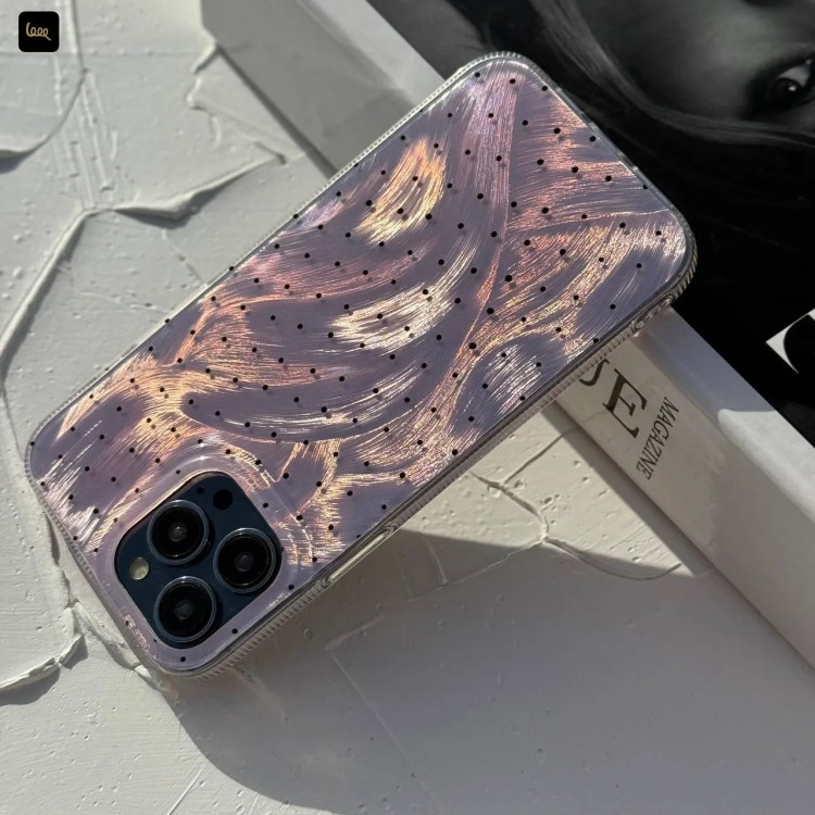 قاب گوشی طرح موج و نقطه بنفش یاسمنی مدل Imd wave Dots Lilac (LP593)
