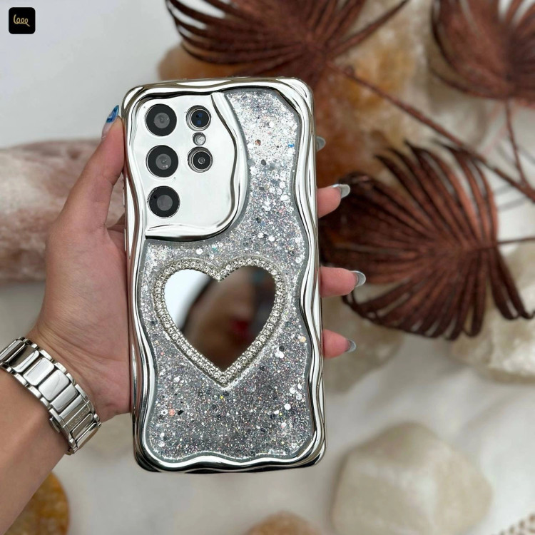 قاب سامسونگ قلبی گلیتری آینهای Chrome Heart Glitter (LP600)