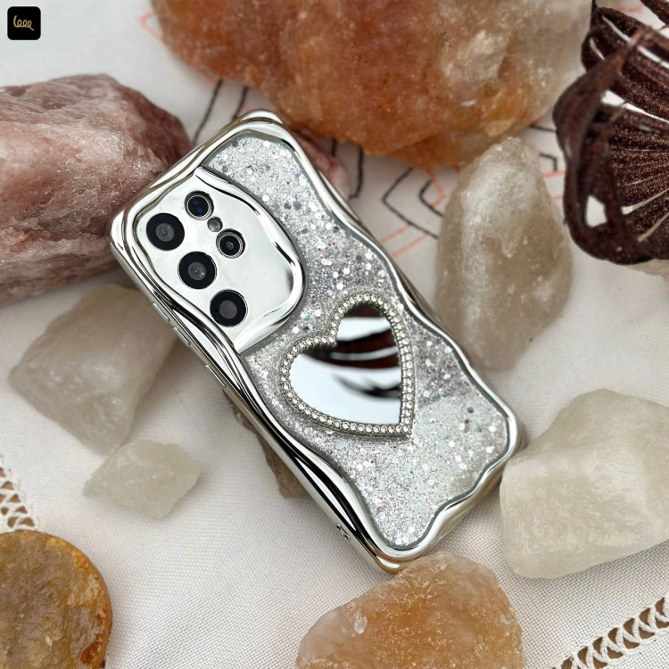 قاب سامسونگ قلبی گلیتری آینهای Chrome Heart Glitter (LP600)