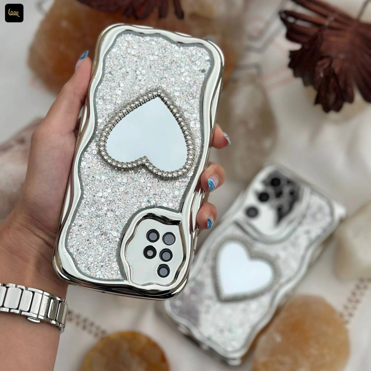 قاب سامسونگ قلبی گلیتری آینهای Chrome Heart Glitter (LP600)