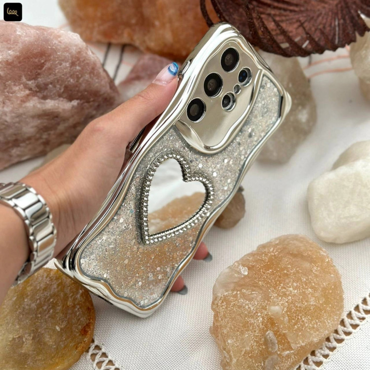 قاب سامسونگ قلبی گلیتری آینهای Chrome Heart Glitter (LP600)