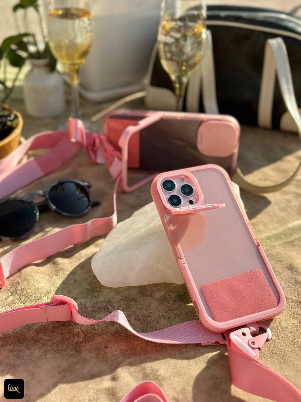 قاب آیفون لندیارد لاو بنددار صورتی Loveable Pinky Lanyard (LP606)