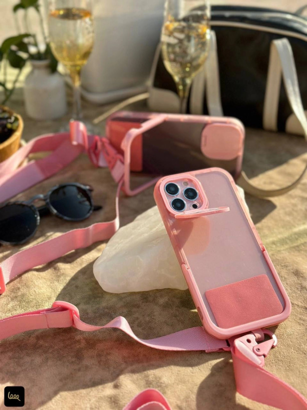 قاب آیفون لندیارد لاو بنددار صورتی Loveable Pinky Lanyard (LP606)