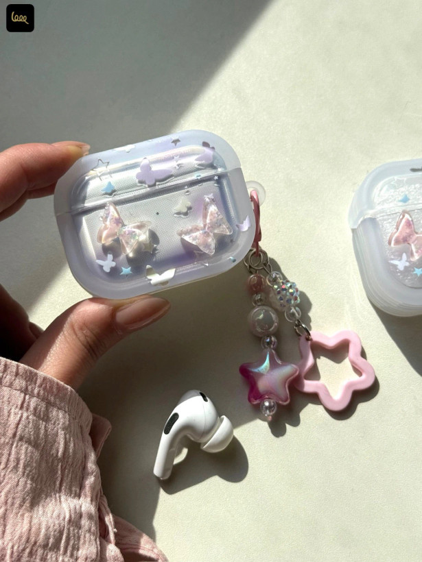 قاب ایرپاد پروانه کریستالی به همراه آویز (Airpods Case Crystal Butterfly +Pendant) (LP444)