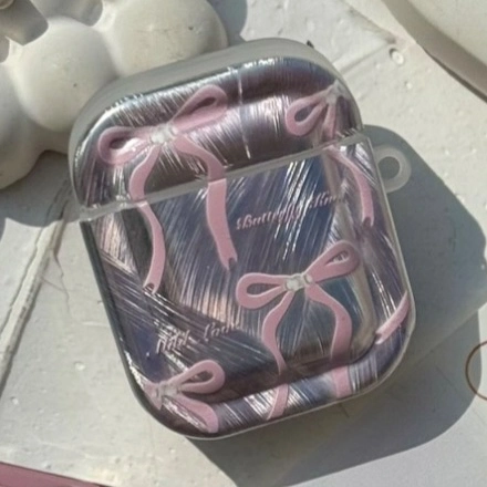 قاب ایرپاد پاپیون موج دار صورتی ( AirpodsBowtie Wave Pink) (LP640)